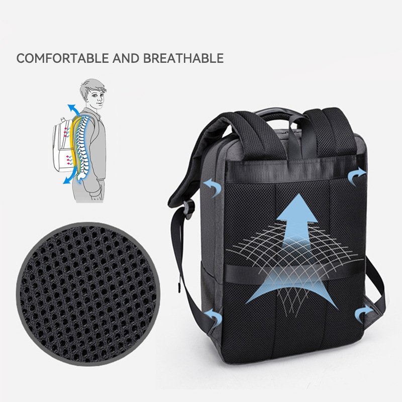 Custom Logo Computer Backpack Man Large Capacity Oxford Fabric Waterproof Business Travel Laptop Backpack With USB Charging
