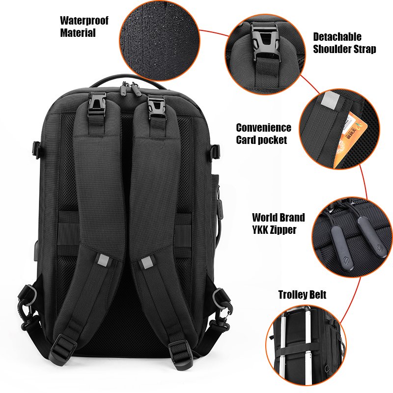 Custom 17 Inch Laptop Backpack Detachable 2-in-1 Waterproof Linen Lined Mochila Softback Strap Carrying System Men Hiking Travel