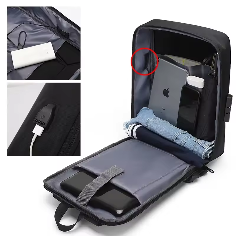 2024 Custom Logo Waterproof Business Computer Laptop Bag for Men Usb Charging Laptop Backpack
