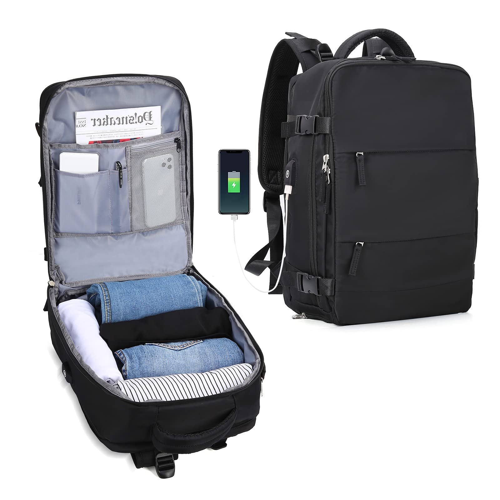 Large-Capacity Outdoor Leisure Travel Zipper Backpack Foldable Multifunction Strong Laptop Backpack