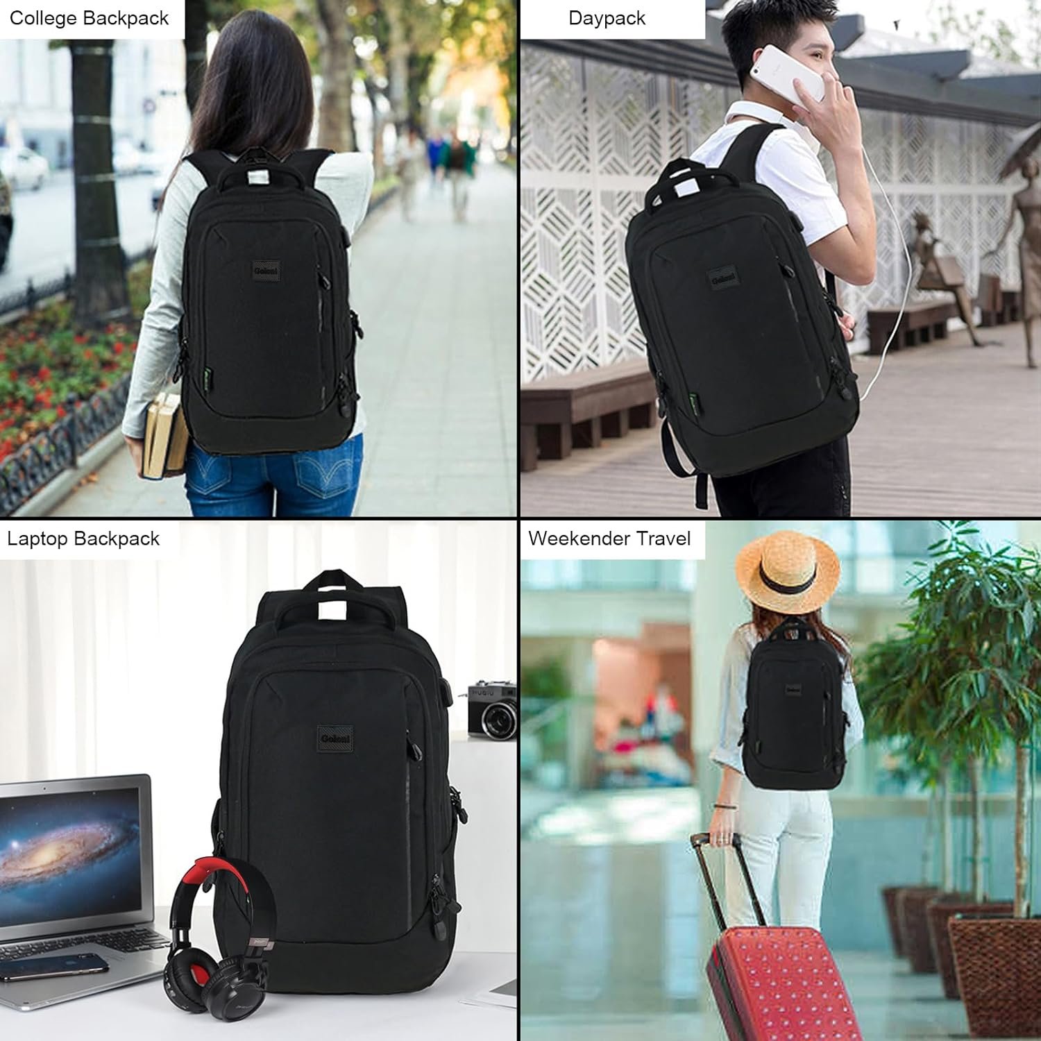 Goloni Travel Laptop Backpack Business Slim Durable Laptops Travel Backpacks 15.6 Inch College Computer Bag for Men Women