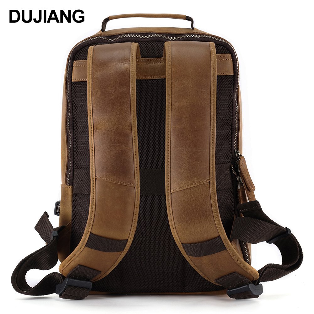 Wholesale Custom School Travel Business Men's Backpacks Bags Genuine Leather Laptop Backpack with USB Charger