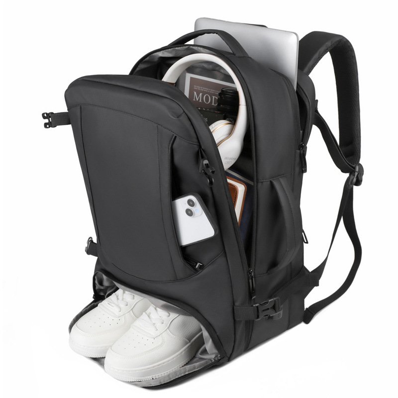 Customizable logo wholesale men's backpack large capacity black gray fashion waterproof business notebook backpack