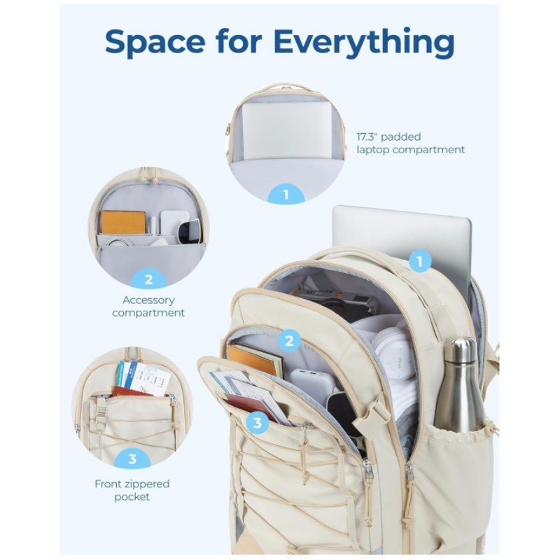 17 Inch Large Carry On Flight Approved Anti-theft 30L Water Resistant Casual Daypack, Travel Laptop Backpack With Shoe