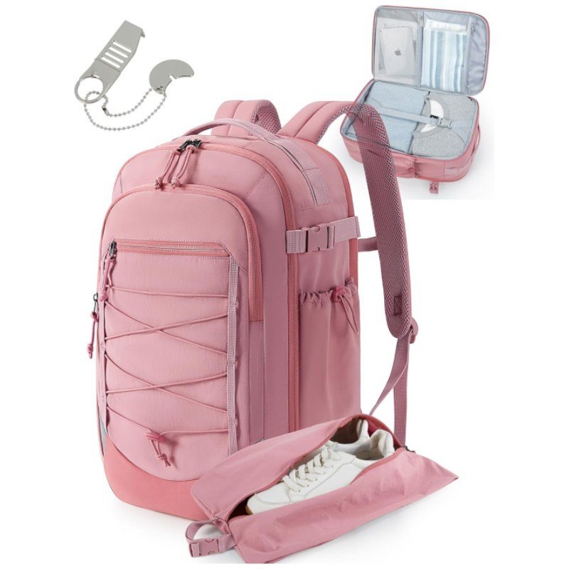 17 Inch Large Carry On Flight Approved Anti-theft 30L Water Resistant Casual Daypack, Travel Laptop Backpack With Shoe