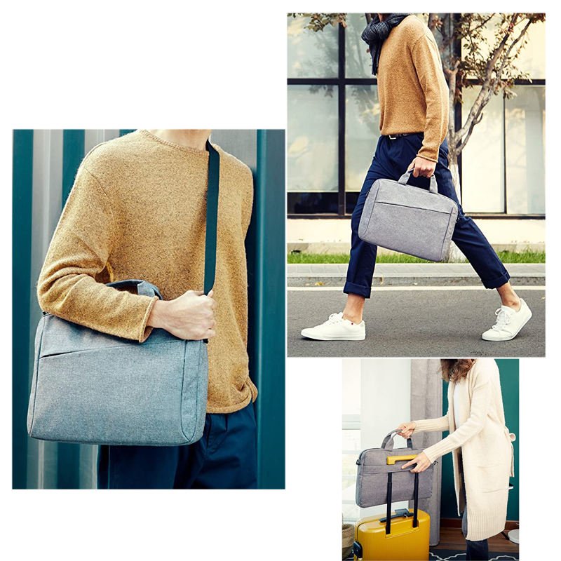 New Men's Business Casual Single-shoulder Laptop Backpack Solid Color Large Capacity Notebook Messenger Bag Portable Briefcase