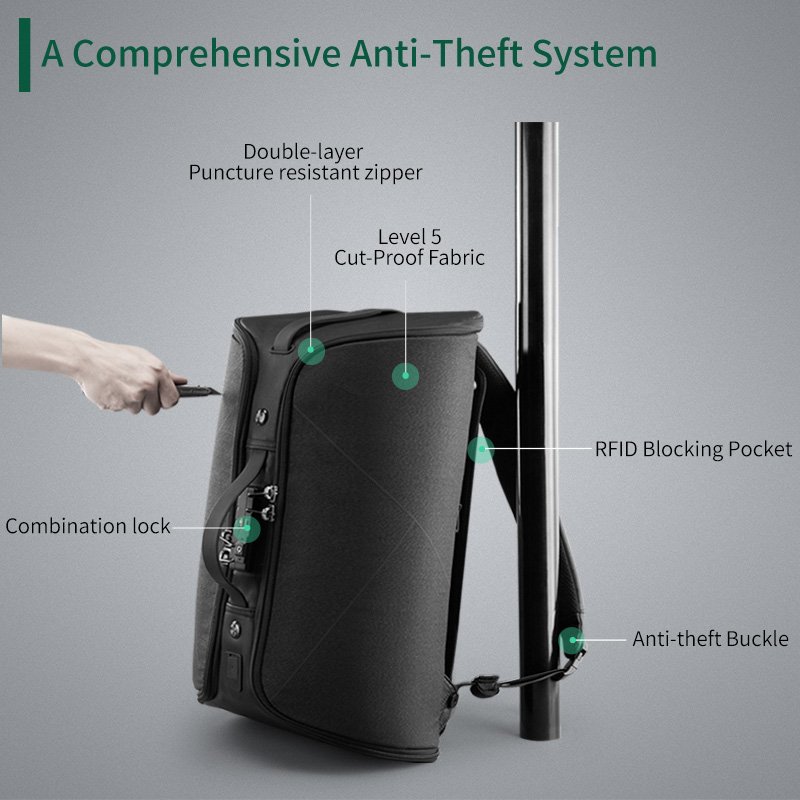 Kingsons BSCI supplier high quality RFID bag cut-proof anti theft smart business 15.6 inches laptop backpack with TSA lock