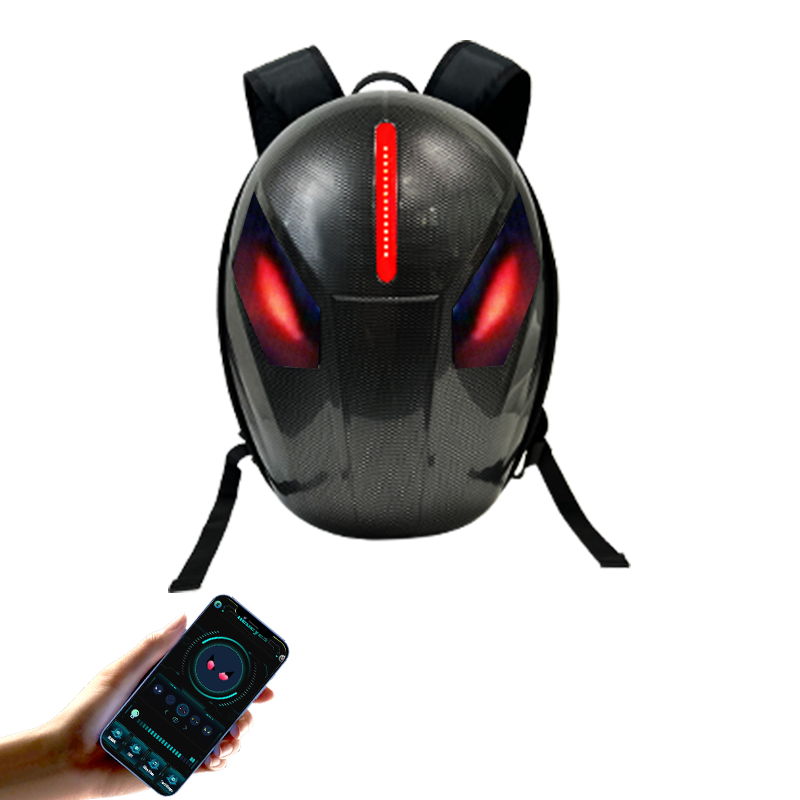 Motorcycle LED Knight Backpack with Full-color screen Laptop Backpack DIY programming Riding Backpack