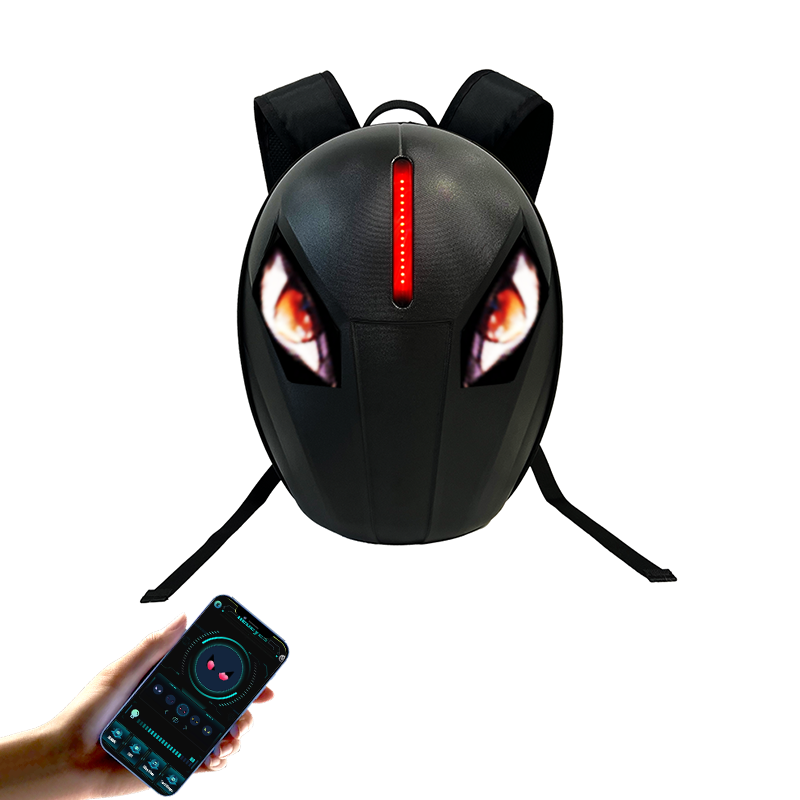 Motorcycle LED Knight Backpack with Full-color screen Laptop Backpack DIY programming Riding Backpack