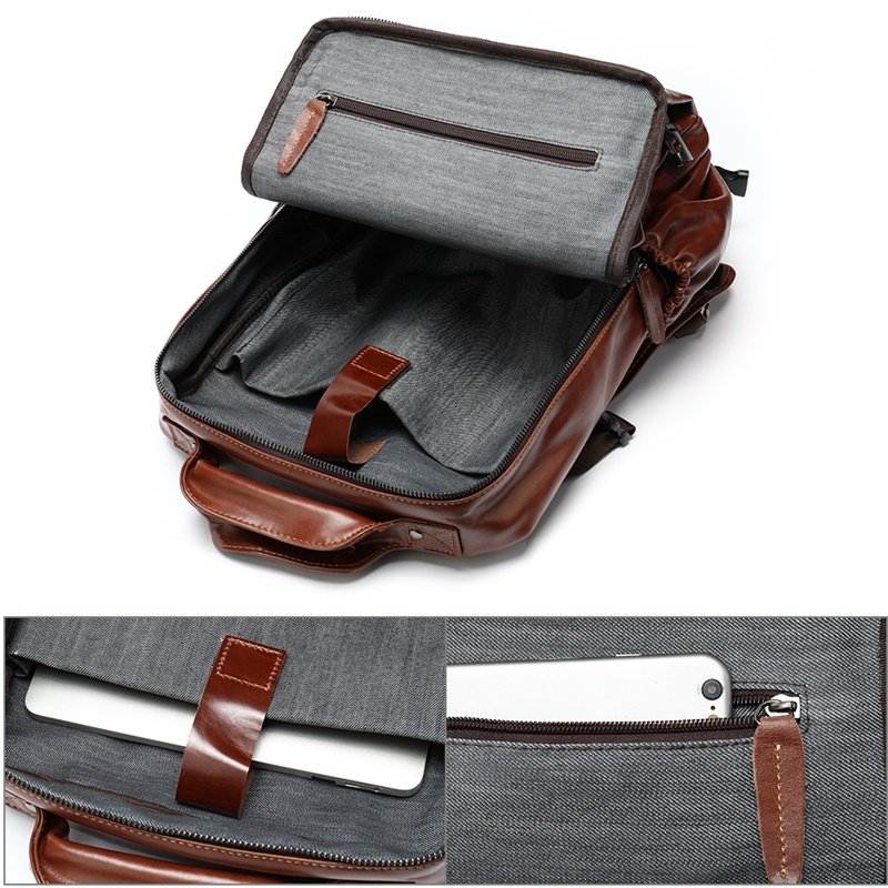 MARRANT Design Genuine Leather Men Travel Laptop Backpack Waterproof School Bags Backpack Leather Backpack for Men