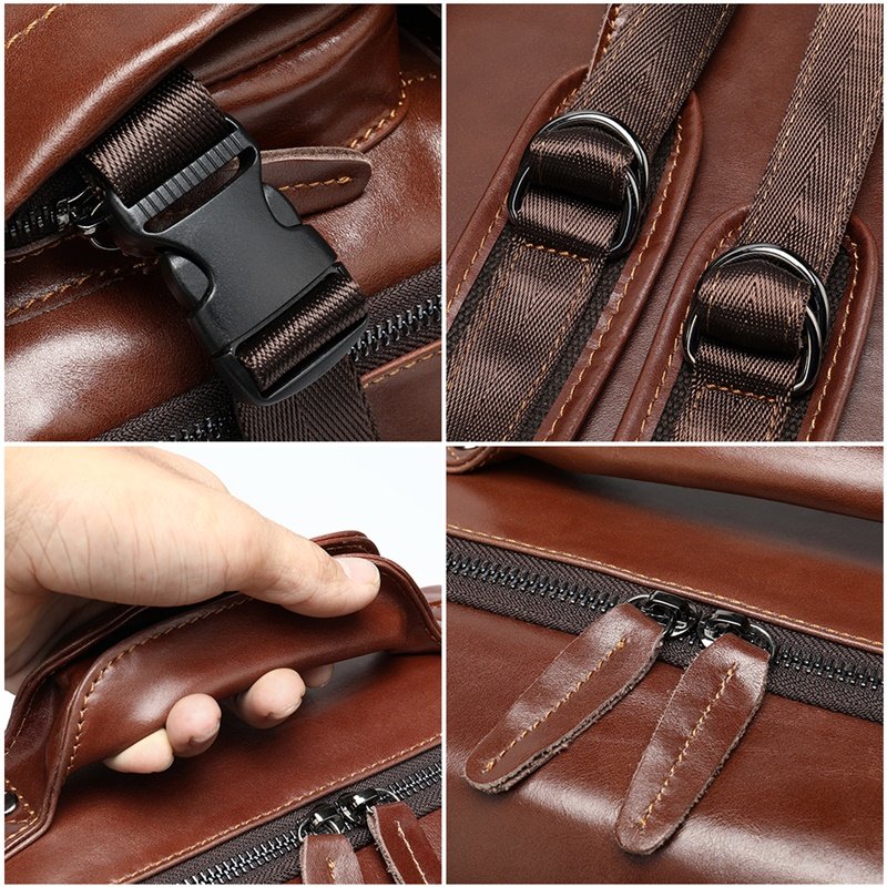 MARRANT Design Genuine Leather Men Travel Laptop Backpack Waterproof School Bags Backpack Leather Backpack for Men