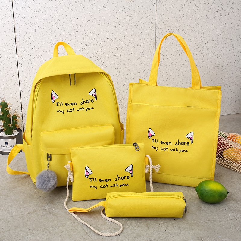 OEM Customizable 4 pcs New Cartoon Cute Water Resistant Teenager Children Laptop School Backpack Bag