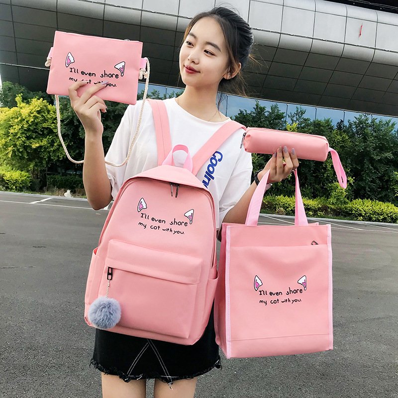 OEM Customizable 4 pcs New Cartoon Cute Water Resistant Teenager Children Laptop School Backpack Bag