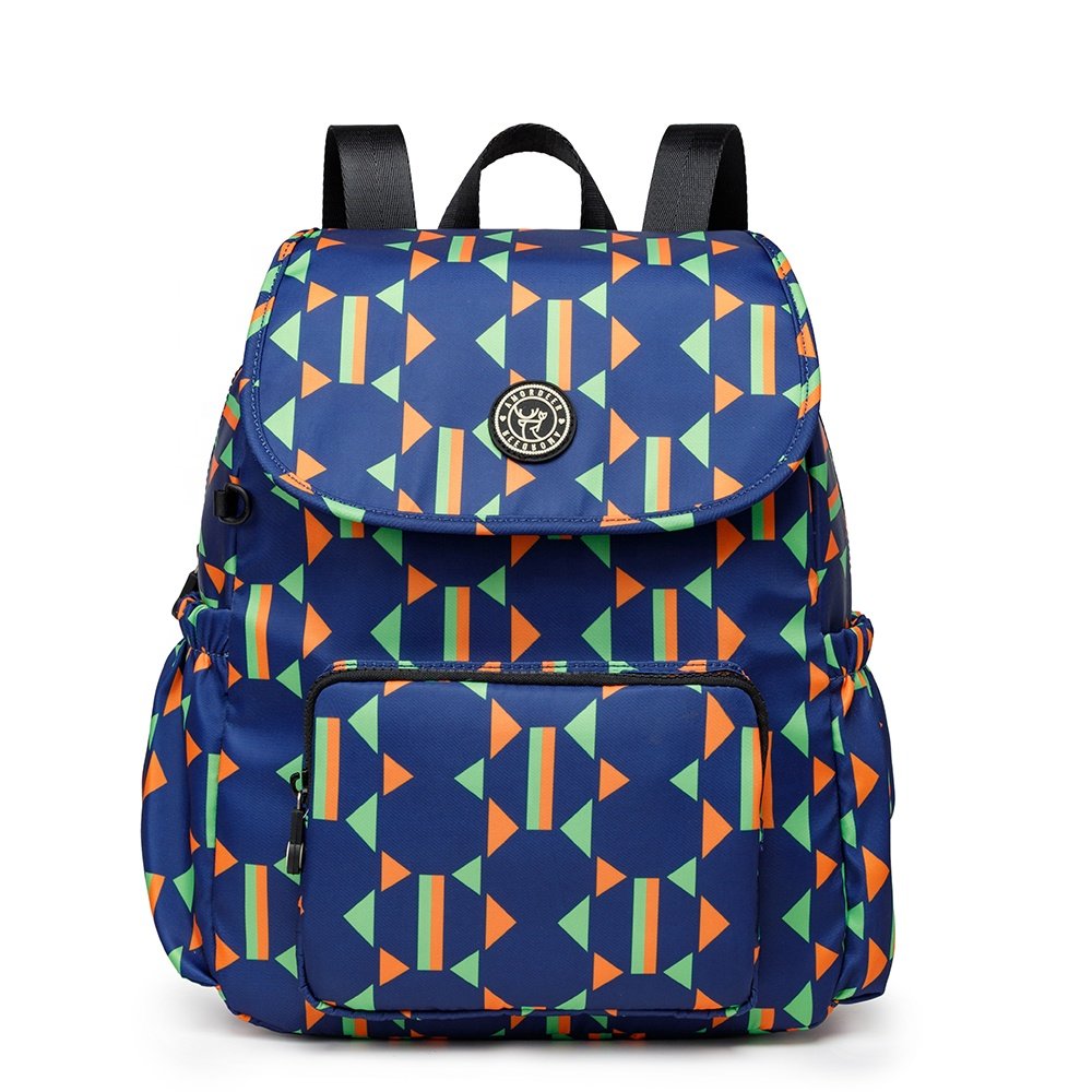 Multicoloured Mini Backpack casual style in solid color and graphic patterned nylon water proof bag