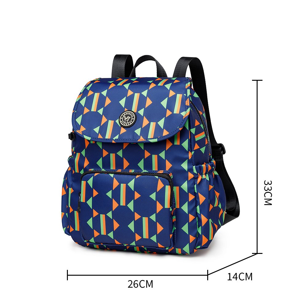 Multicoloured Mini Backpack casual style in solid color and graphic patterned nylon water proof bag