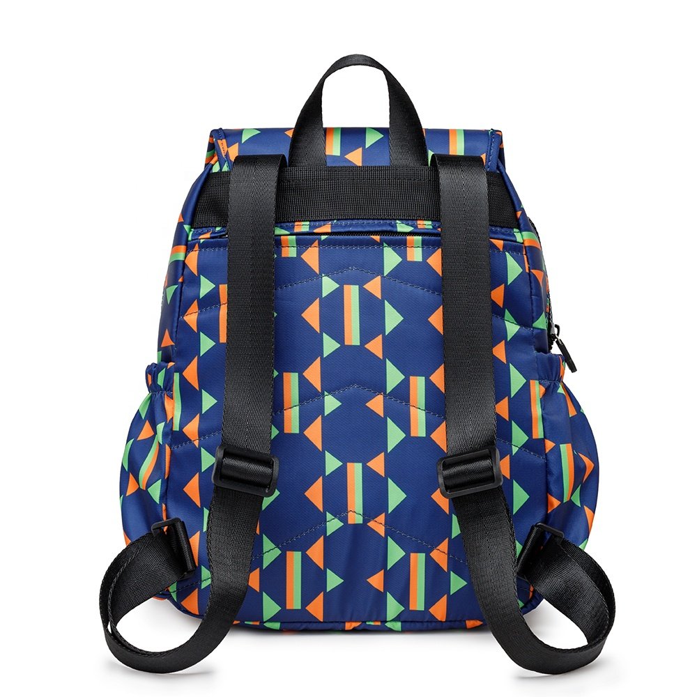 Multicoloured Mini Backpack casual style in solid color and graphic patterned nylon water proof bag