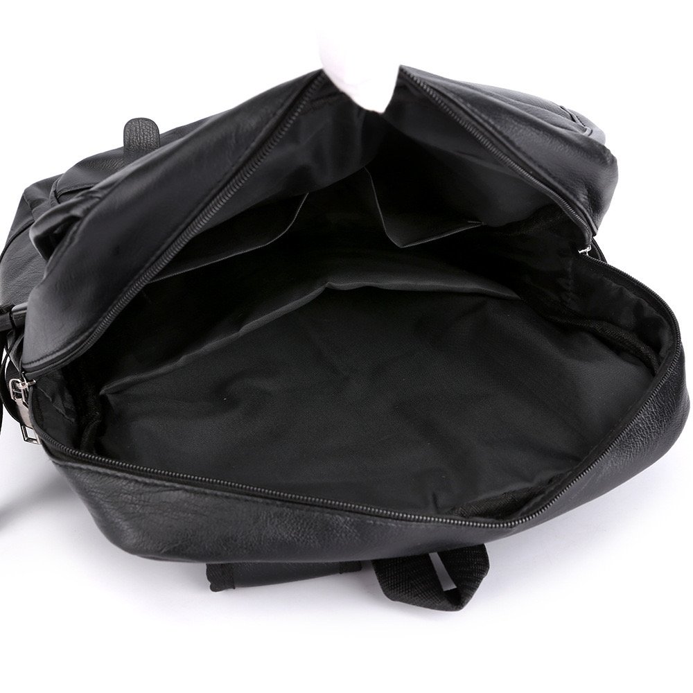 Business Laptop Waterproof women's men's PU Leather big black travel Backpack computer bag bookbag for school rucksack