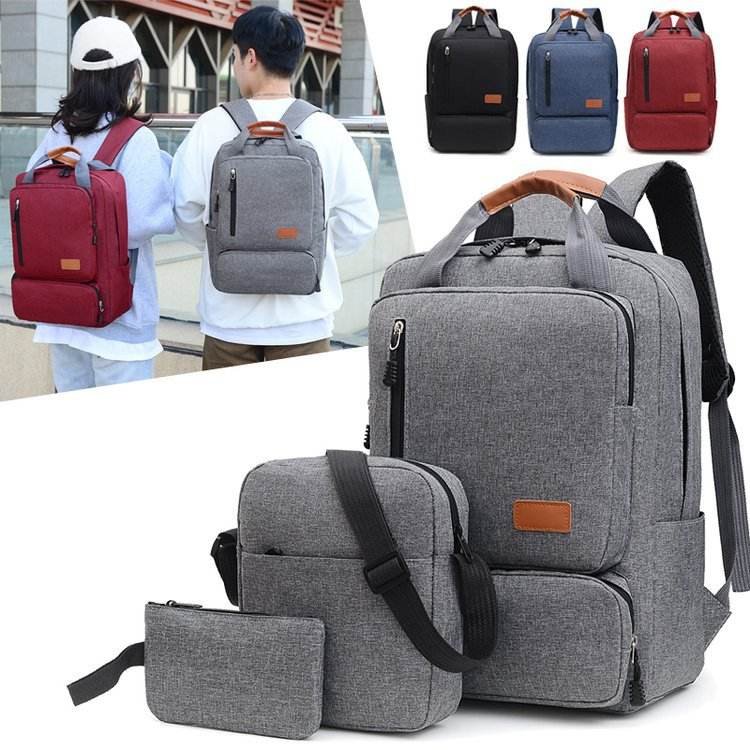 Stock Available Custom Durable Business Travel Waterproof Gray Oxford School Bag 15.6 Inch Teenager Laptop Backpack With USB
