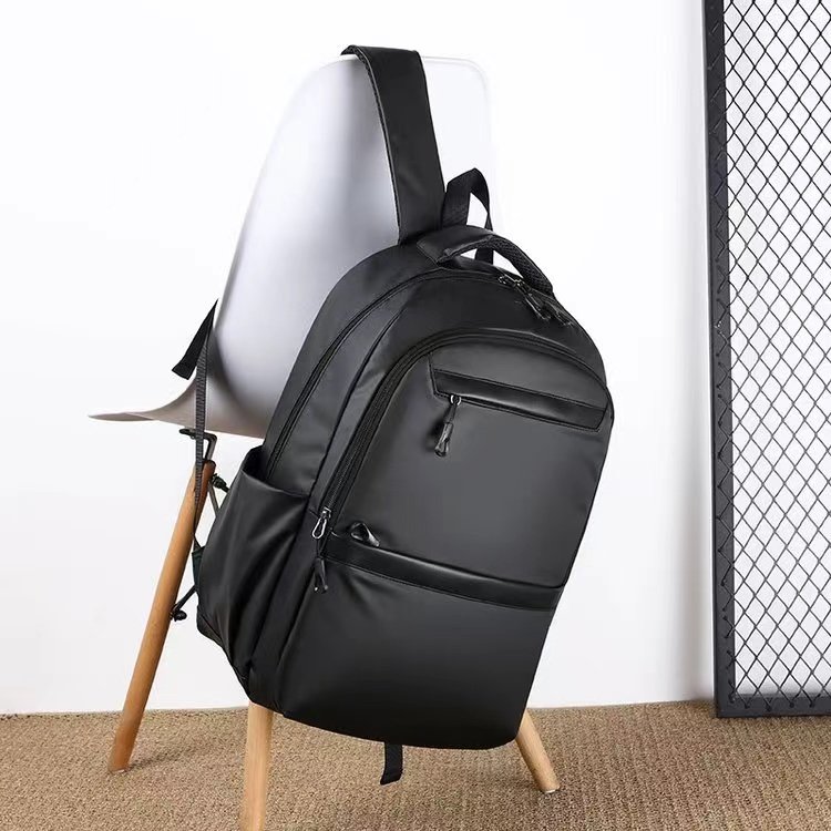 Customized Large Capacity Multifunctional Black Waterproof Laptop Backpack USB Smart Stylish Made PU Zipper Polyester Softback