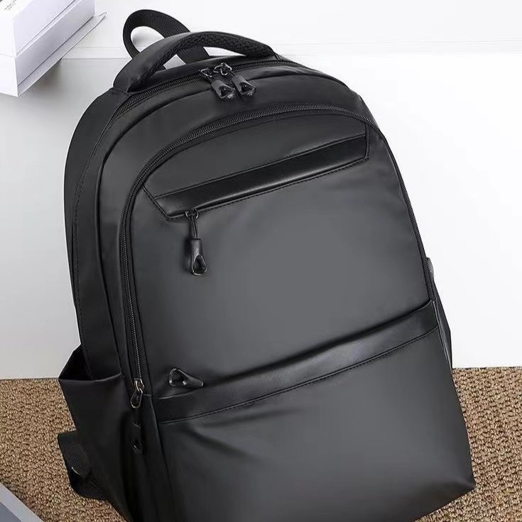 Customized Large Capacity Multifunctional Black Waterproof Laptop Backpack USB Smart Stylish Made PU Zipper Polyester Softback