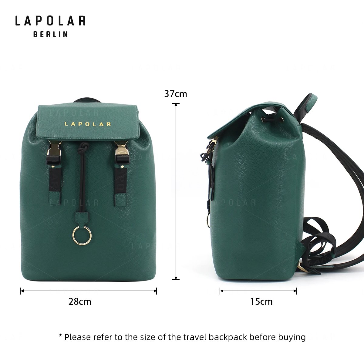 LAPOLAR Luxury Style Vegan Pu Leather Travel Business Waterproof Material School Leather Laptop Backpacks For Women