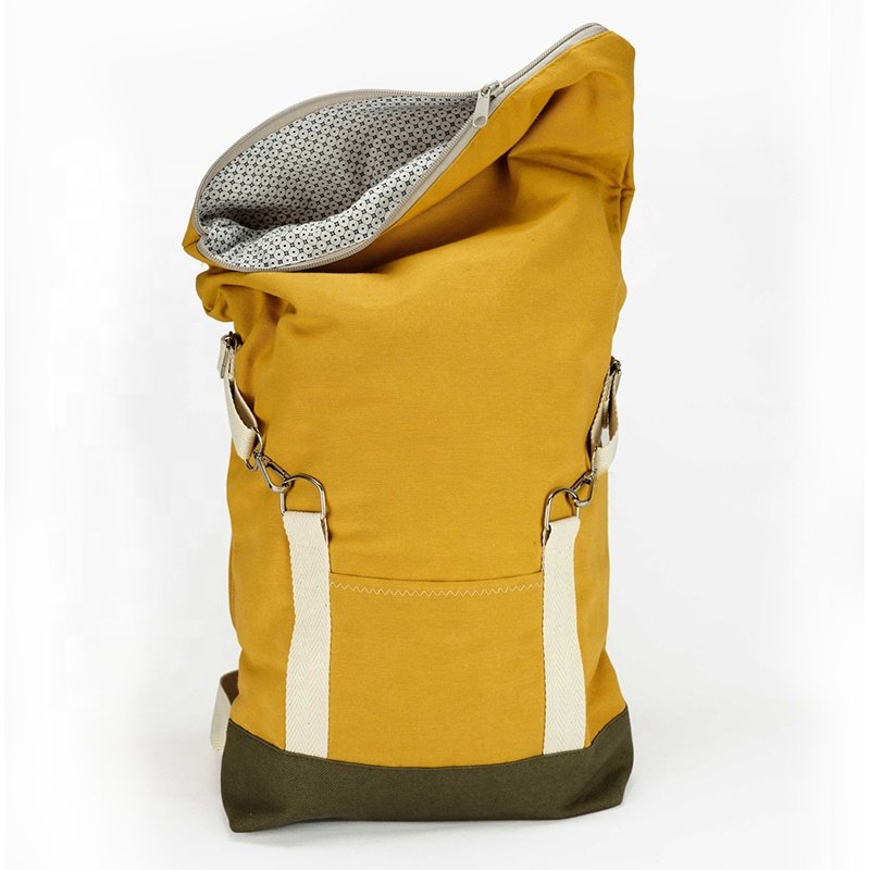 CHANGRONG Custom canvas roll top laptop travel backpack for Men Women Student