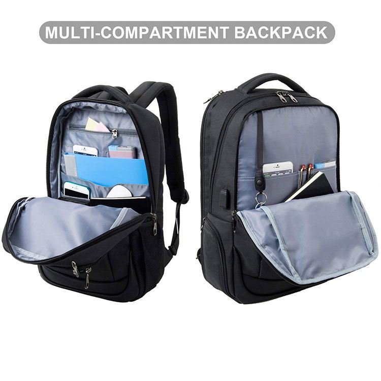 Free sample Business Laptop Backpack Side Load Computer Travel Bag Usb Port Water Resistant 15.6 Inch Black