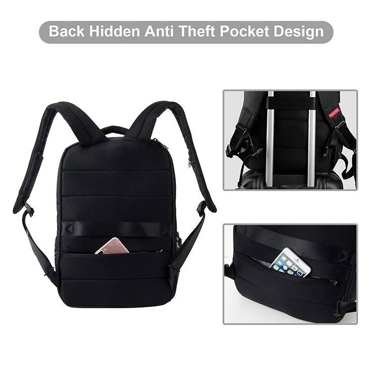 Free sample Business Laptop Backpack Side Load Computer Travel Bag Usb Port Water Resistant 15.6 Inch Black