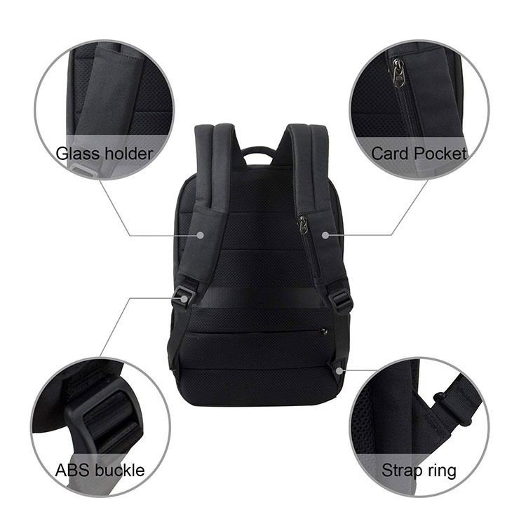 Free sample Business Laptop Backpack Side Load Computer Travel Bag Usb Port Water Resistant 15.6 Inch Black