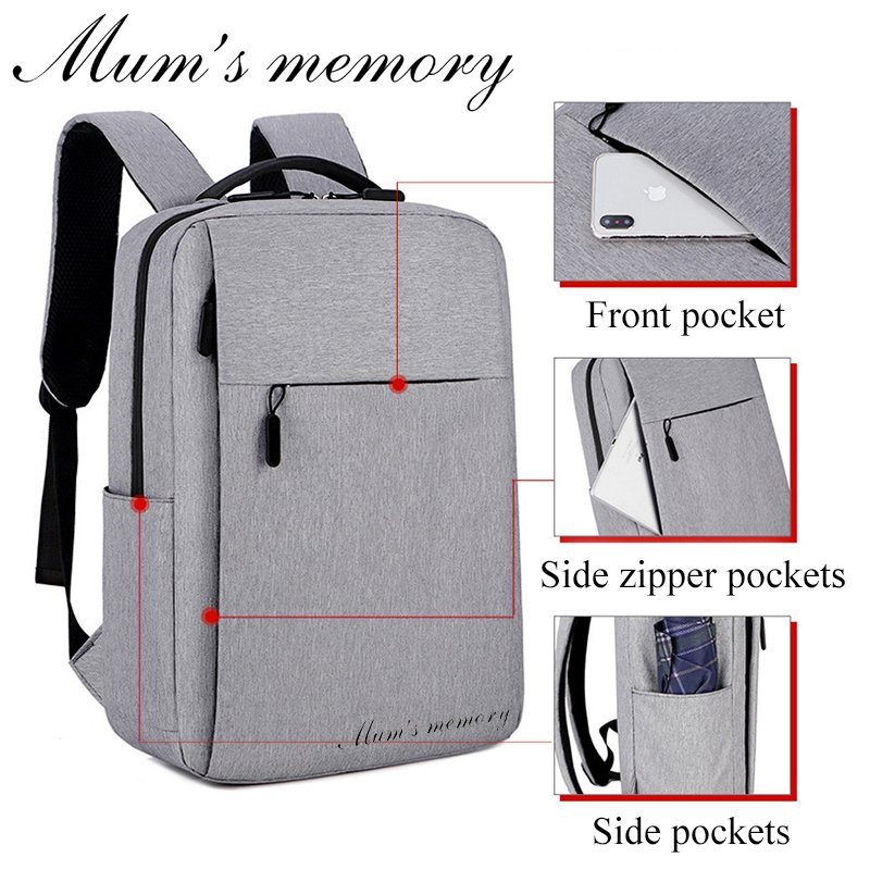 Mum's Memory Water Resistant College Bag Computer Bag Laptop Backpack Business Durable Laptop Backpack with USB Charger Port