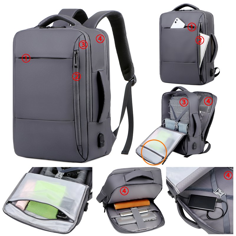 Simple fancy design business travel backpack rucksack 18'' inch USB backpack backbag knapsack bag for business travel