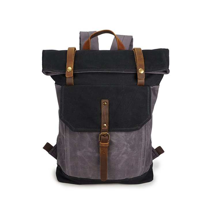 Stylish mens Waterproof back pack rucksack large vintage waxed canvas laptop backpack