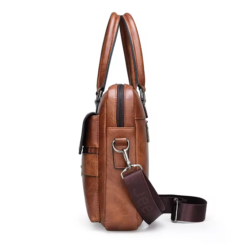 2024 Wholesale Fashion Men's Laptop Backpack PU Leather Material Waterproof Business Handbag Brief case For Business Men