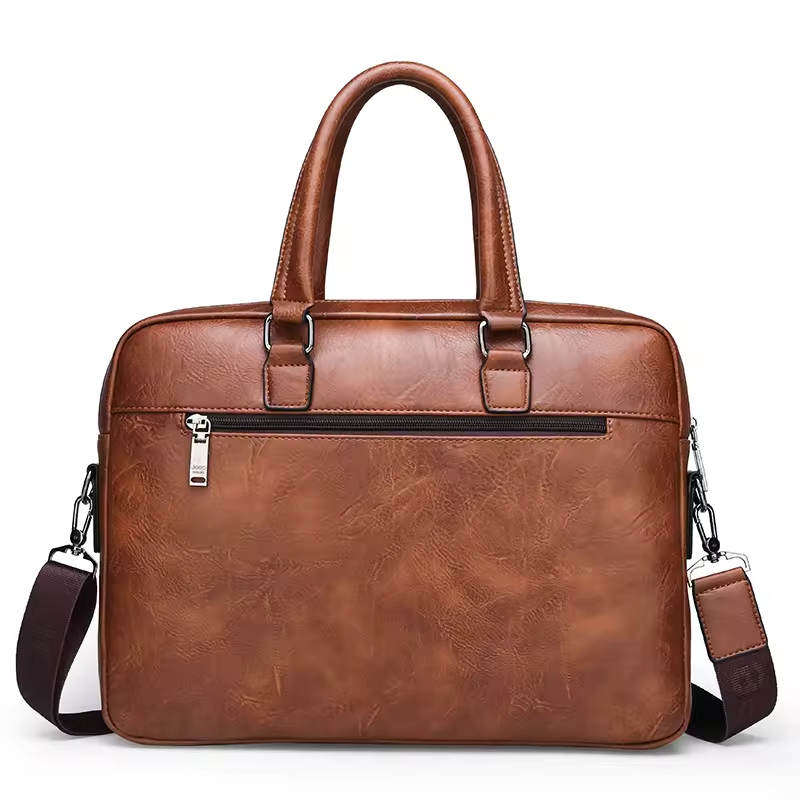 2024 Wholesale Fashion Men's Laptop Backpack PU Leather Material Waterproof Business Handbag Brief case For Business Men
