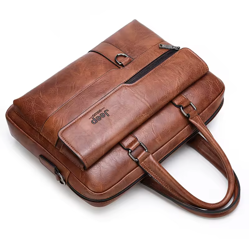 2024 Wholesale Fashion Men's Laptop Backpack PU Leather Material Waterproof Business Handbag Brief case For Business Men