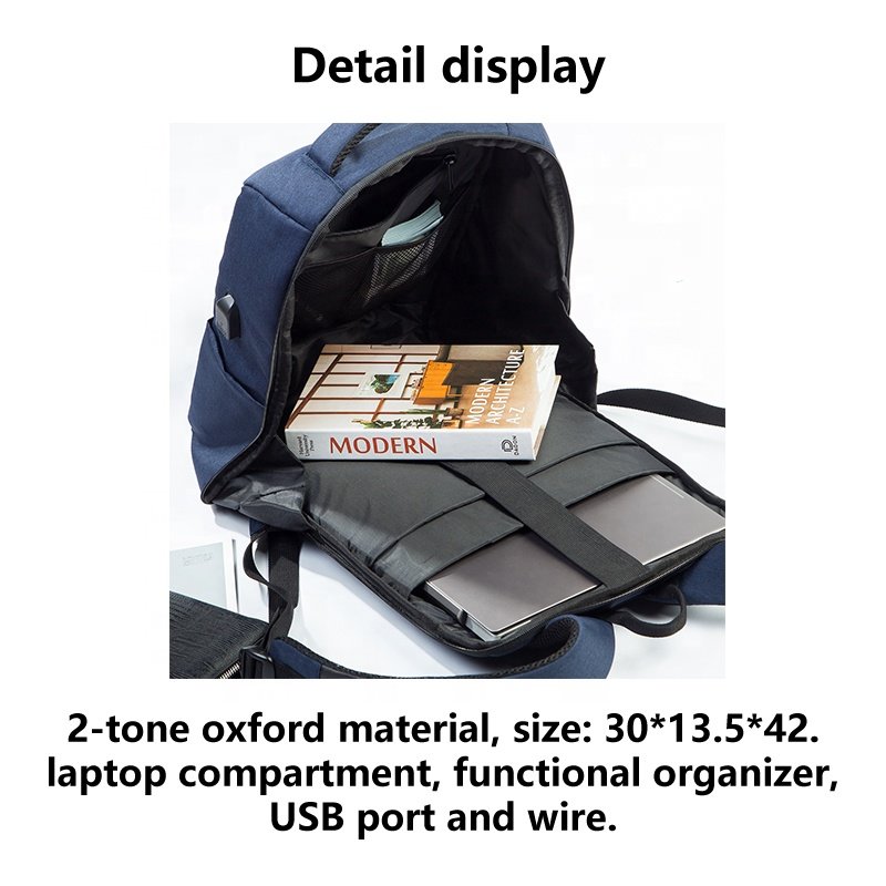 Factory Custom Travel Business Backpack Bag Mens Computer Bag charging port Black Multifunctional Male Laptop backpack