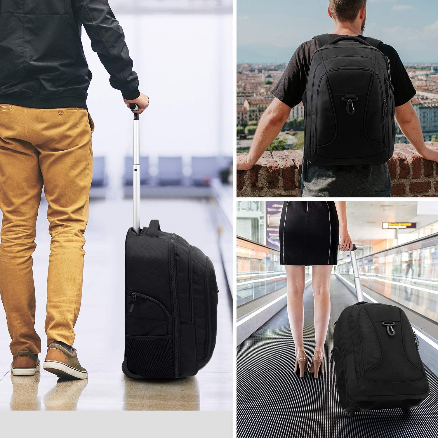 Customized Polyester Laptop Rolling Trolley School Backpack Laptop Backpack with Trolley