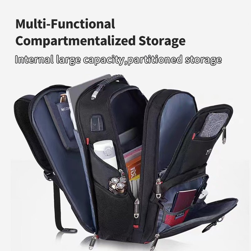 2024 Unisex Best Quality Swiss Knife Backpack Waterproof Laptop Backpack USB Port Zipper Closure Polyester Lining Travel Camping
