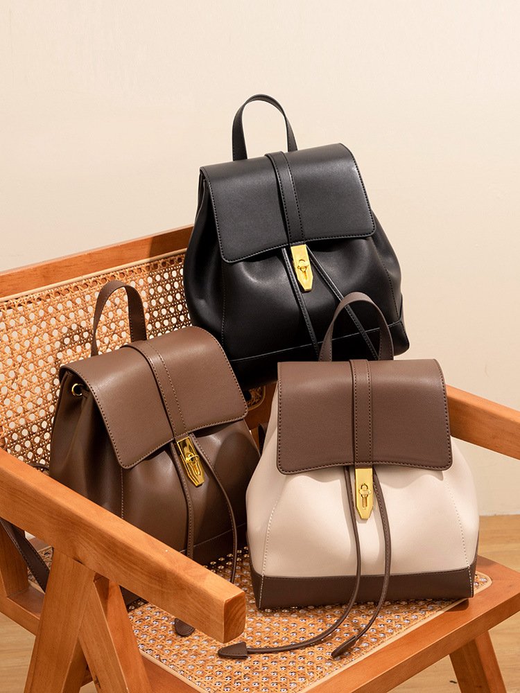 Genuine leather antitheft school bag multifunctional girls travel backpack bag fashionable waterproof backpack