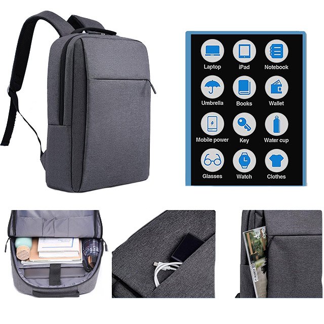 BSCI custom Business Slim Durable Travel Backpacks with USB Charging Port School Bag Laptop Backpack for Men and Women