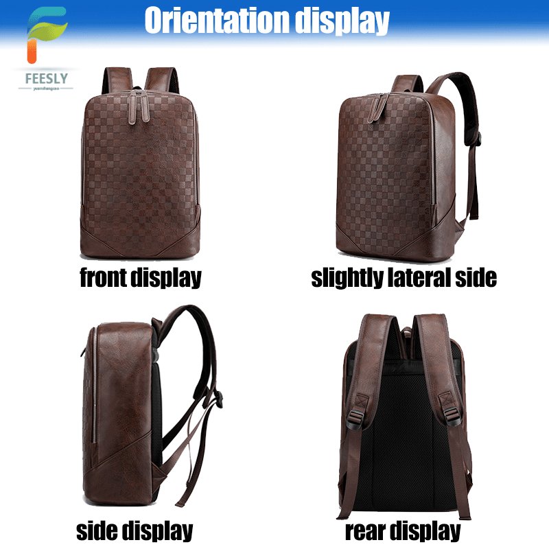 2024 new fashion square grid laptop backpack new large-capacity business water resistant oxford backpack lightweight bag for man