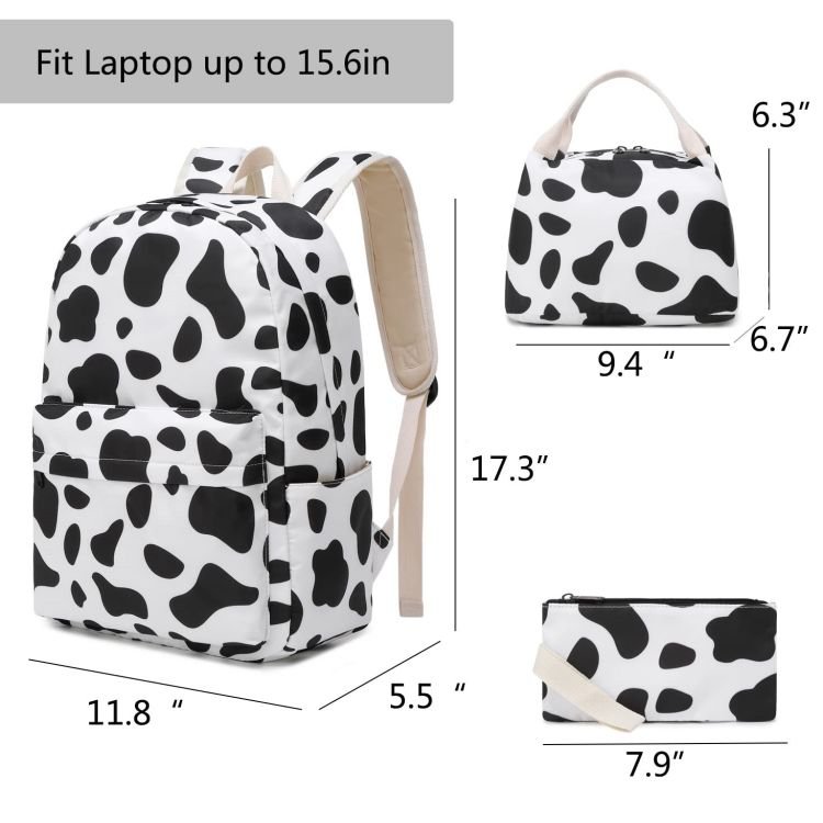 Ladies Daybags School Backpack for Teen Girls Laptop Backpacks Bookbag 3pcs Set with Lunch Box Purse