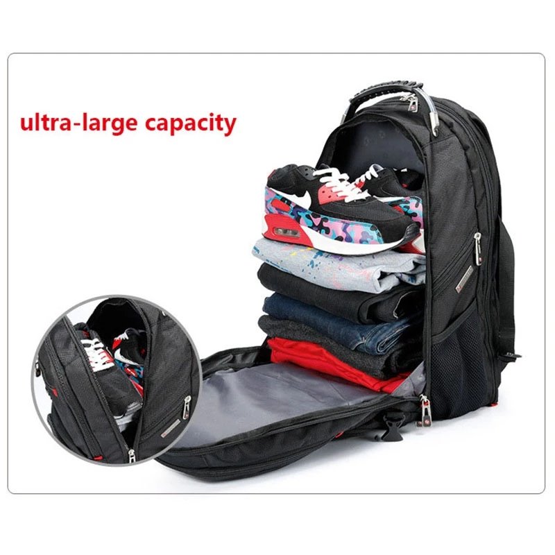 Crossten Durable 17 Inch Laptop Backpack 45L Travel Bag College Bookbag USB Charging Port Water ResistantSwiss-Multifunctional