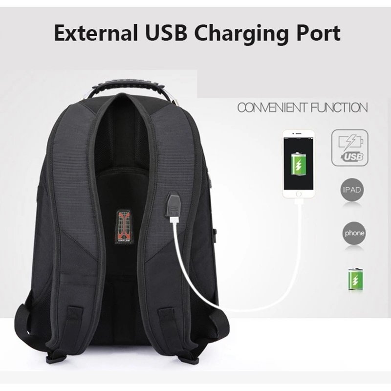 Crossten Durable 17 Inch Laptop Backpack 45L Travel Bag College Bookbag USB Charging Port Water ResistantSwiss-Multifunctional