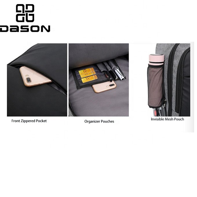 Rolling Backpack with Wheels for Business with USB Charging Port Laptop Wheeled Backpack