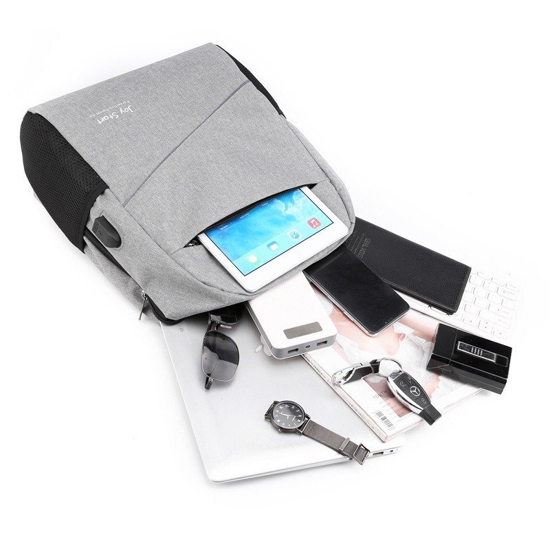CY002 Custom Logo Business Three Sets of Men Travel Shoulder Bag USB Laptop Backpack Leisure Nylon Schoolbag Computer Bag