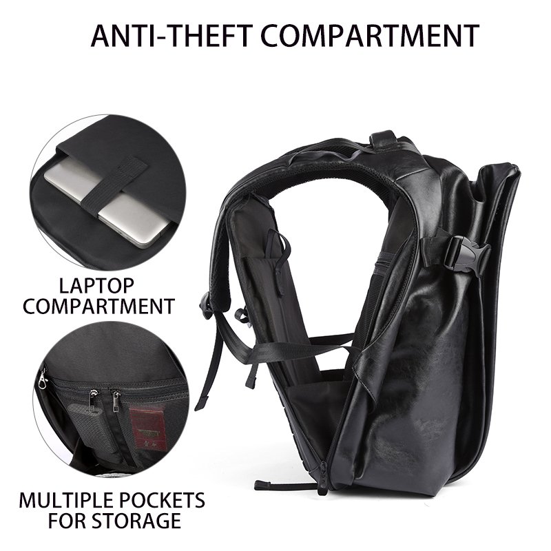 Causal Backpacks Black Waterproof Mochila Anti theft Travel laptop PU leather Backpack Bags For Men Business School