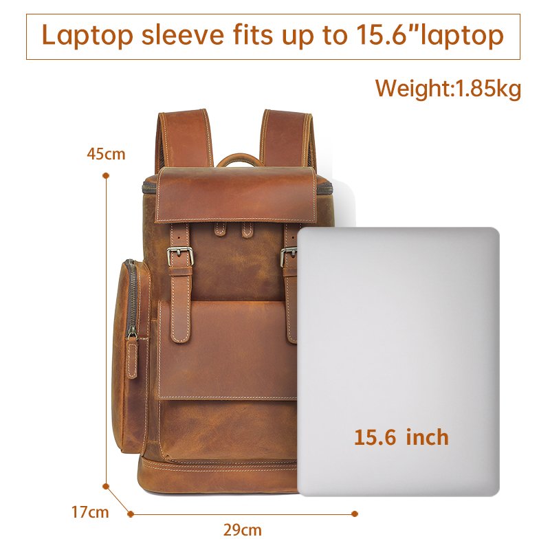 Fashion designer vintage high quality men's travel business Computer Notebook Backpack Waterproof Leather Backpack School Bag