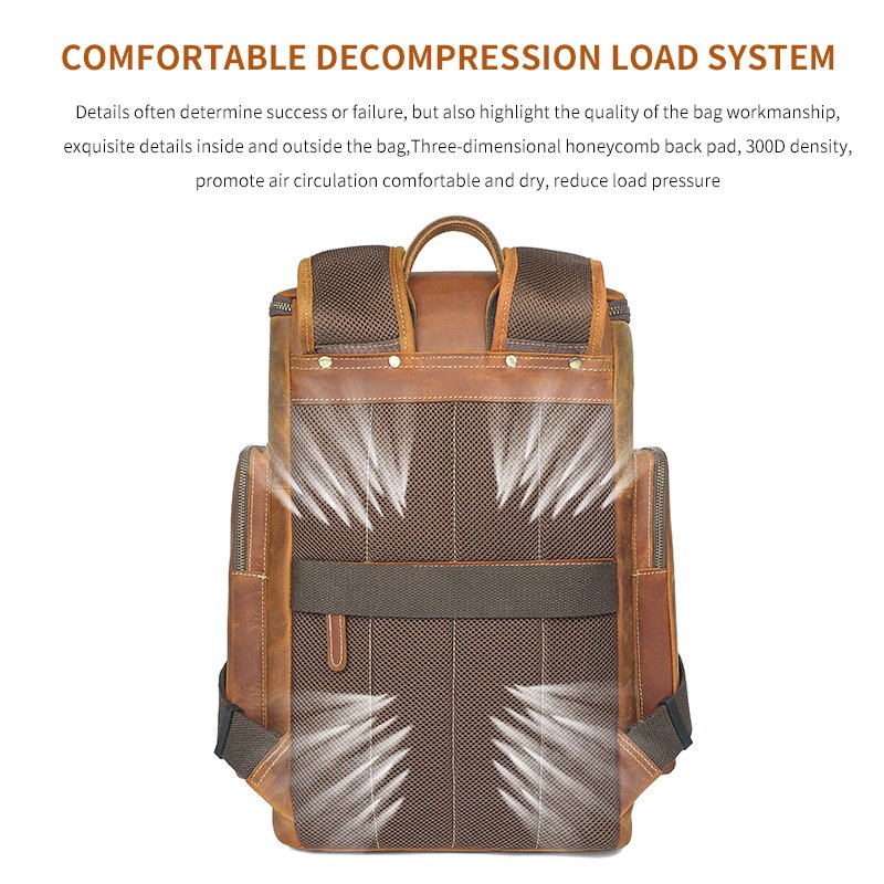 Fashion designer vintage high quality men's travel business Computer Notebook Backpack Waterproof Leather Backpack School Bag