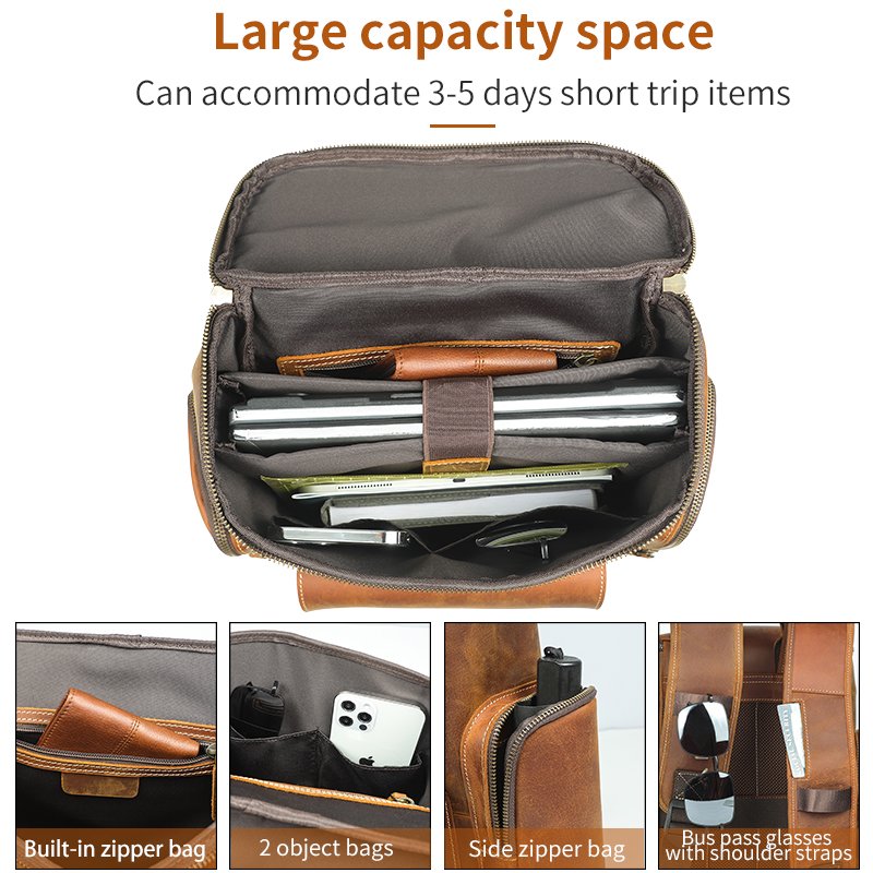 Fashion designer vintage high quality men's travel business Computer Notebook Backpack Waterproof Leather Backpack School Bag